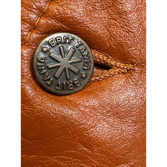 Brittania Brown Leather Western Vest with V-Neck - Picture 3 of 5